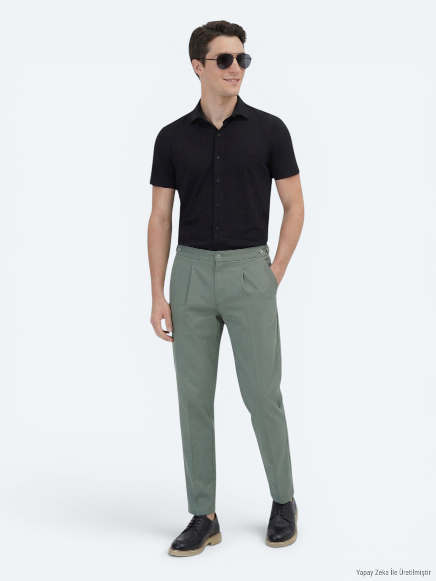 Black Plain Regular Fit Short Knitting Casual Shirt - 5