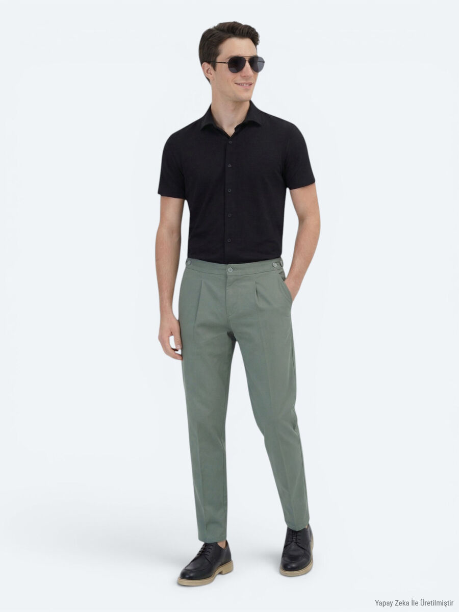 Black Plain Regular Fit Short Knitting Casual Shirt - 5