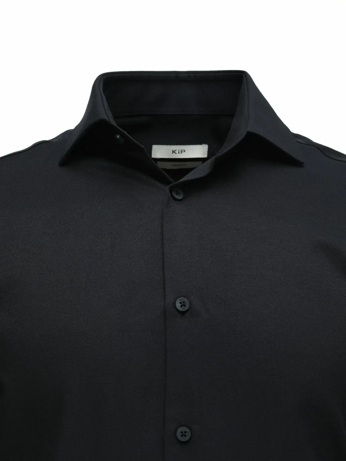 Black Plain Regular Fit Weaving Classical Cotton Blended Shirt - 2