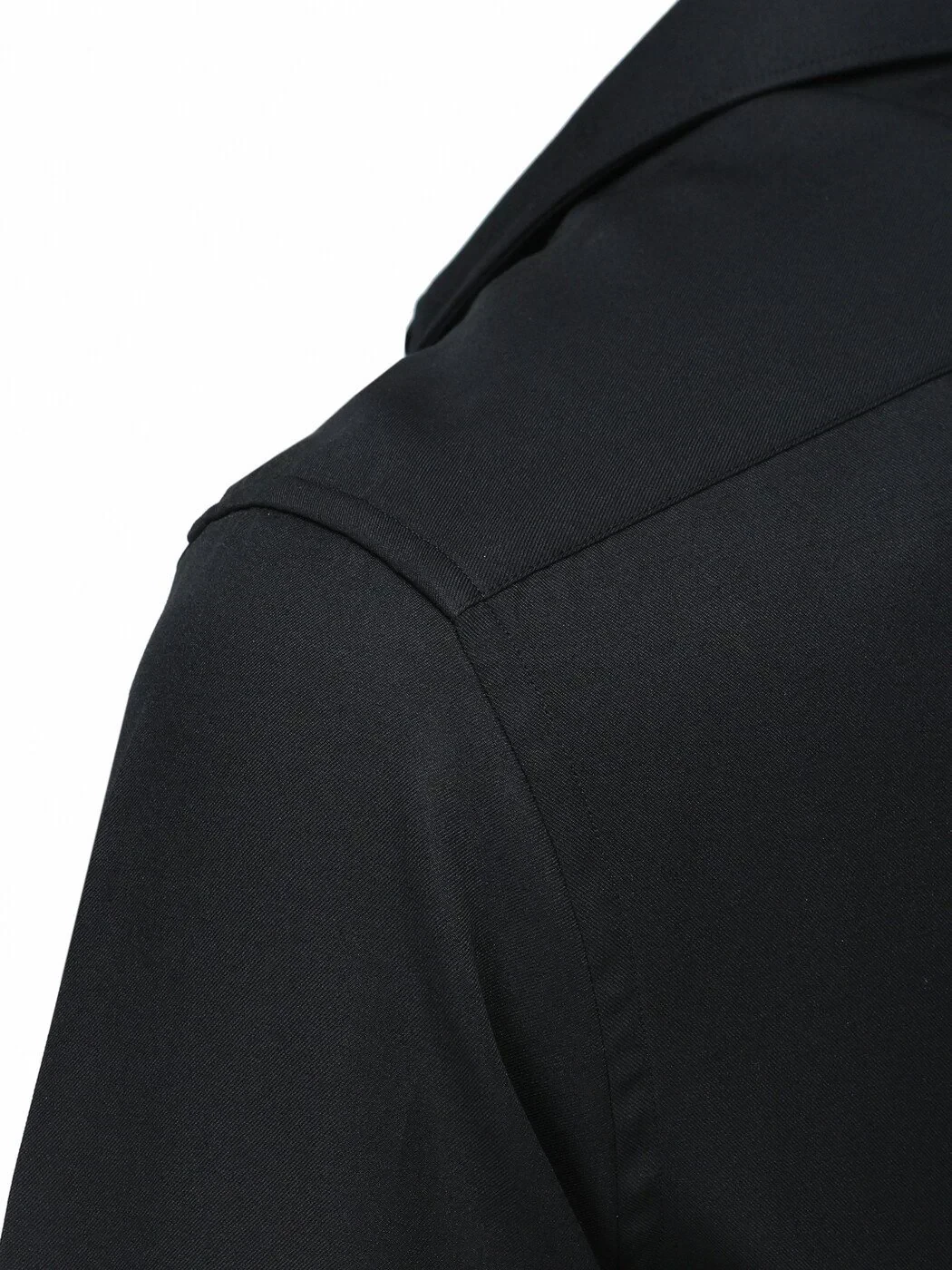 Black Plain Regular Fit Weaving Classical Cotton Blended Shirt - 3