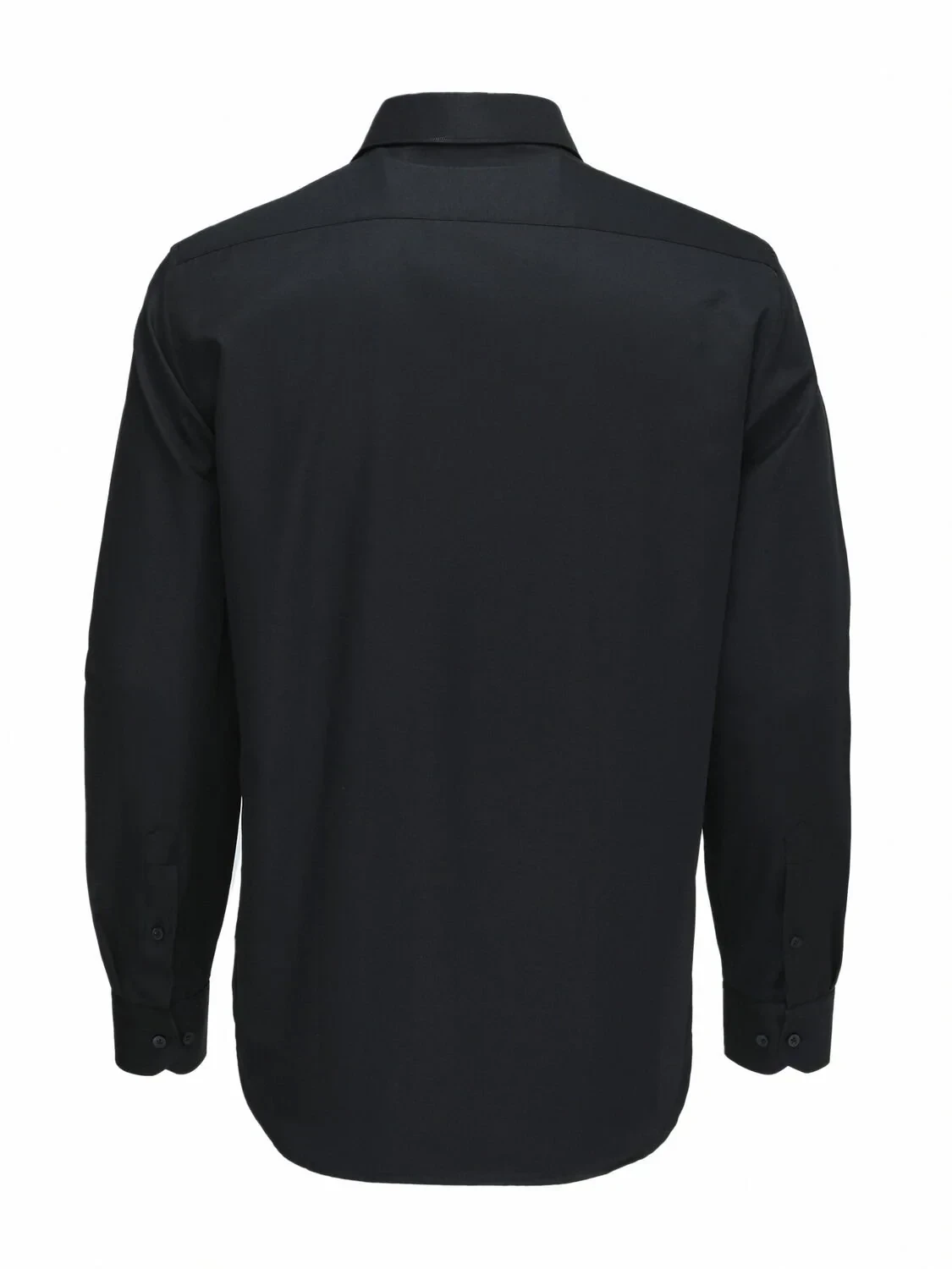 Black Plain Regular Fit Weaving Classical Cotton Blended Shirt - 5