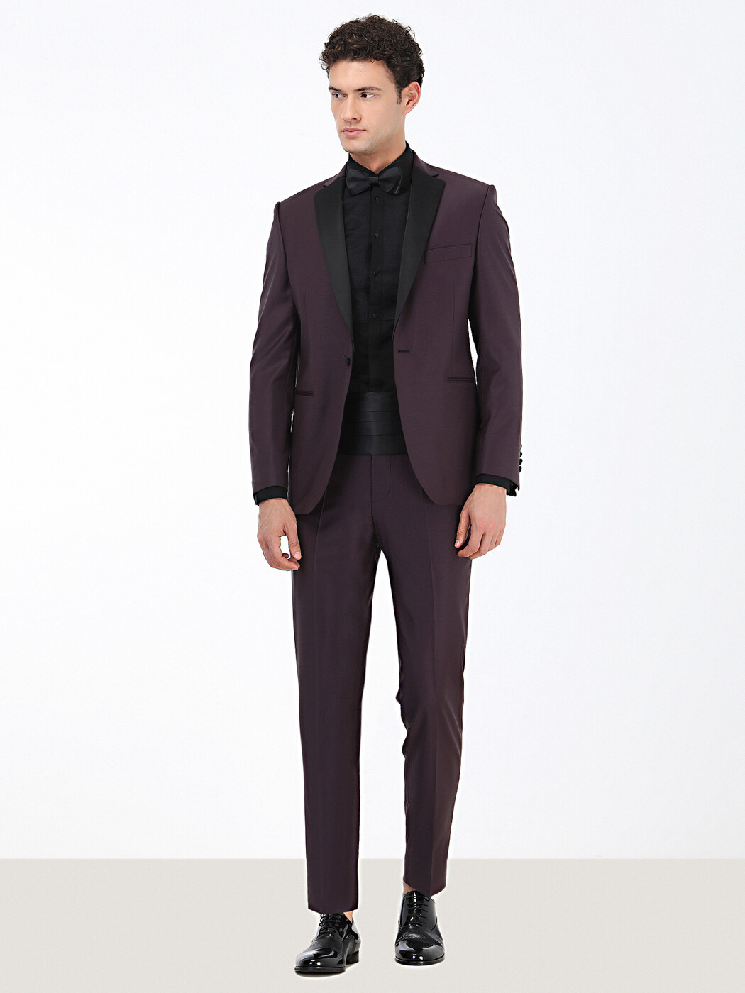 Black Plain Slim Fit Double Cuff Classic Collar Tuxedo Shirts - 4