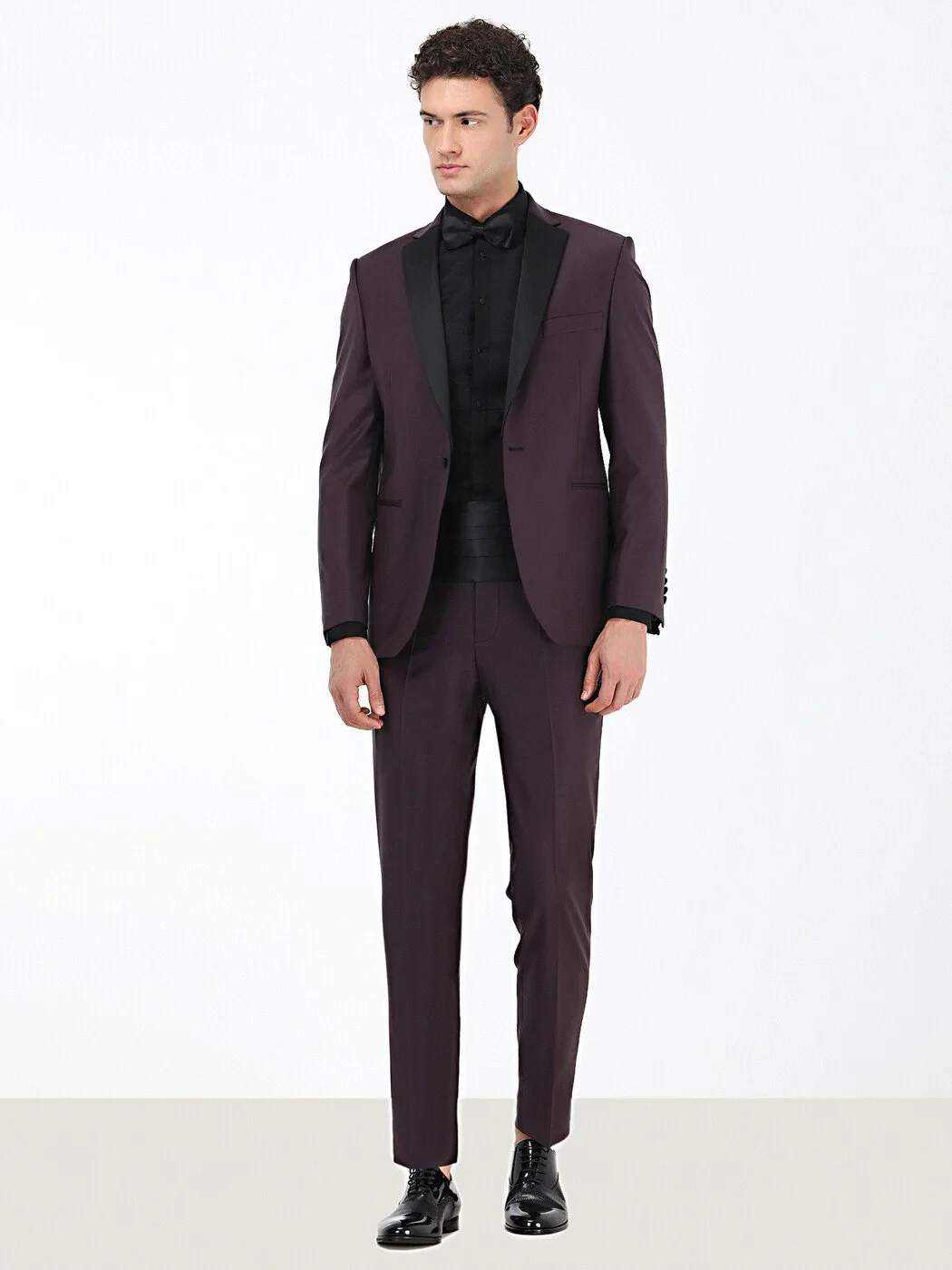 Black Plain Slim Fit Double Cuff Classic Collar Tuxedo Shirts 