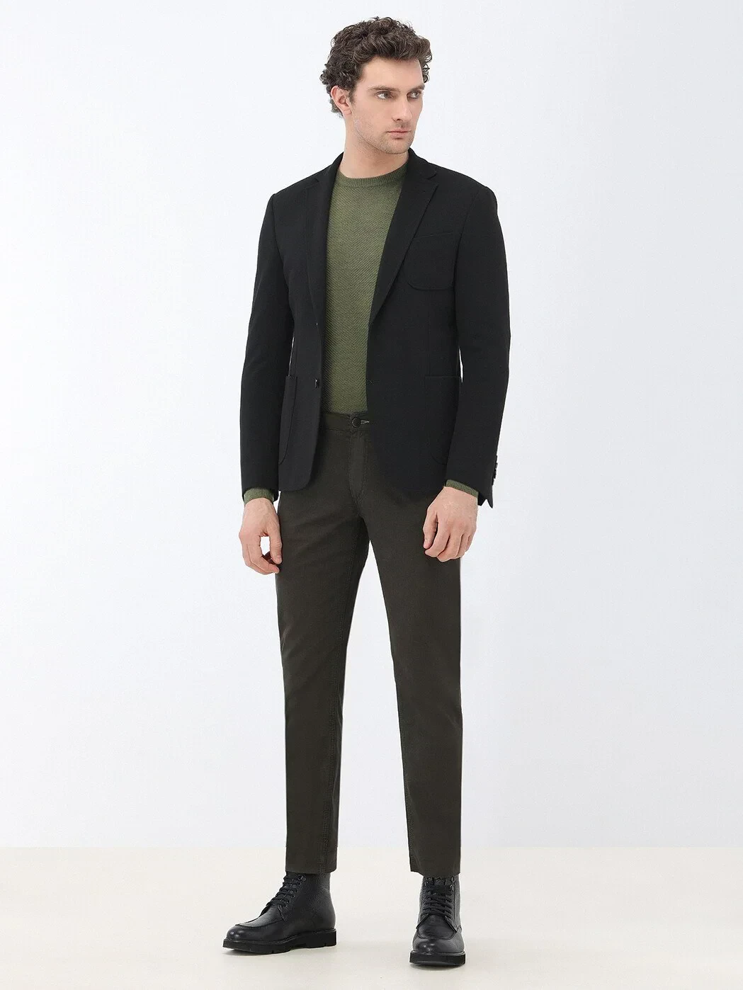 Black Plain Slim Fit Jacket - 2