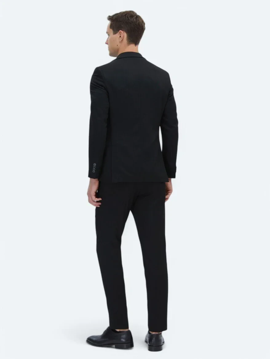 Black Plain Slim Fit Suit - 7
