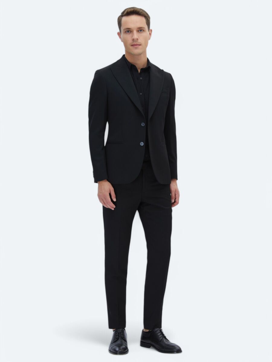 Black Plain Slim Fit Suit - 2