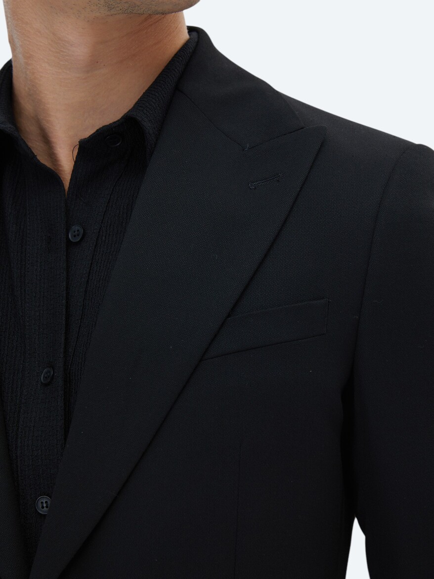 Black Plain Slim Fit Suit - 6