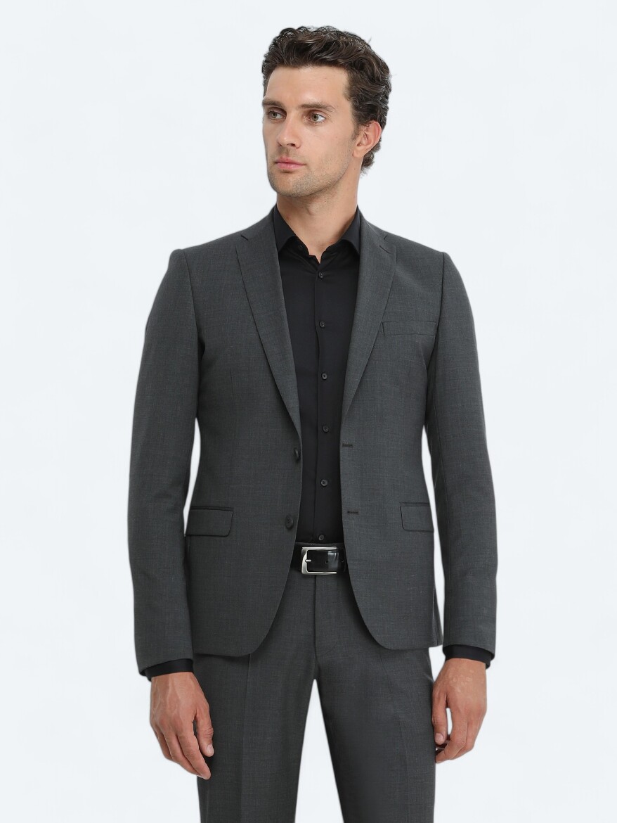 Black Plain Slim Fit Weaving Classical 100% Cotton Shirt - 3