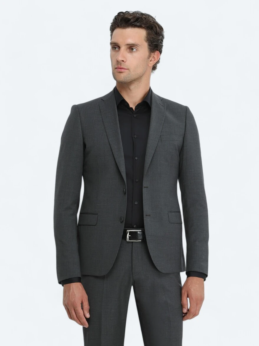 Black Plain Slim Fit Weaving Classical 100% Cotton Shirt - 3