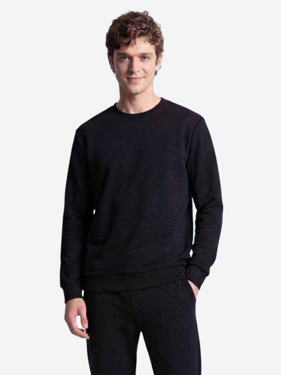 Black Plain Sweatshirt - 1