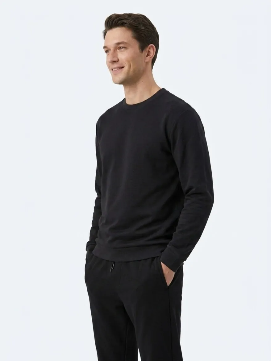 Black Plain Sweatshirt - 3