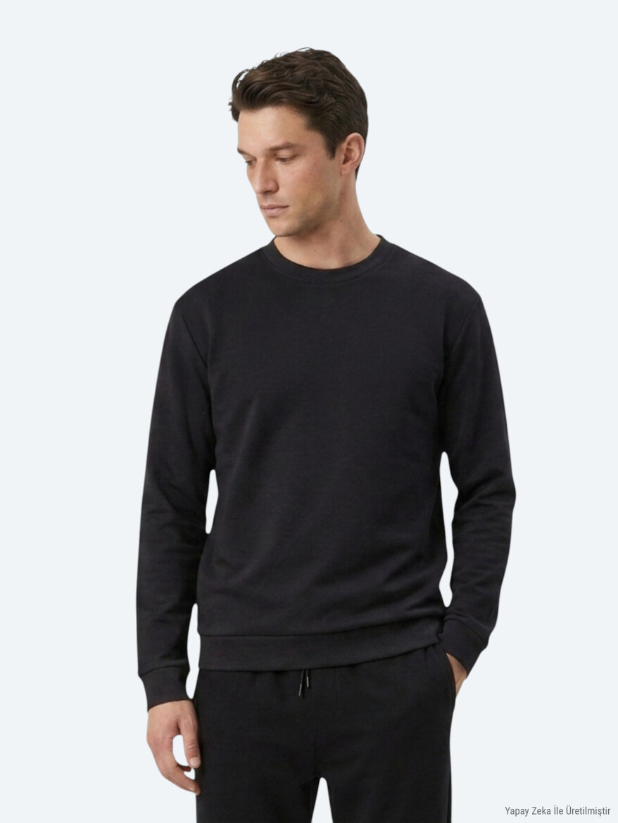Black Plain Sweatshirt - KİP