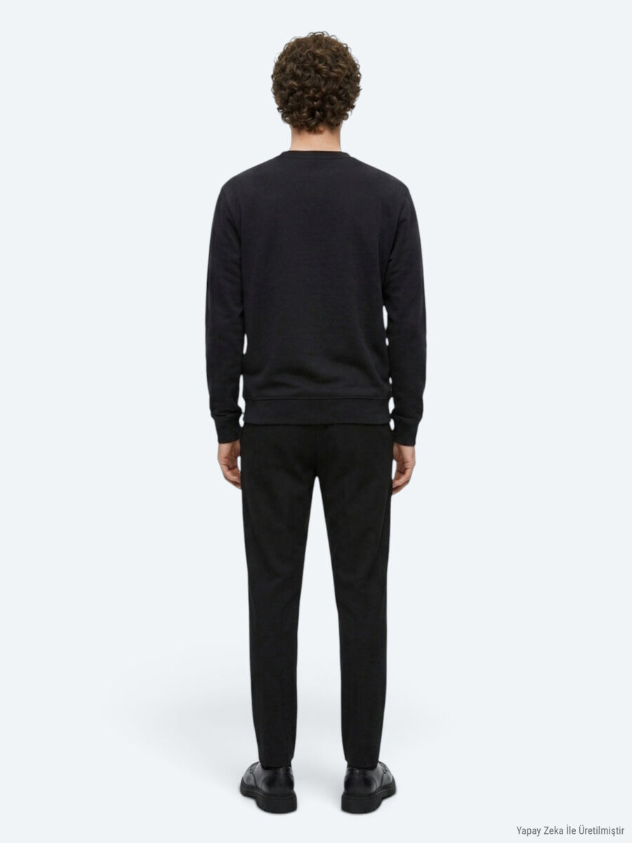 Black Plain Sweatshirt - 5
