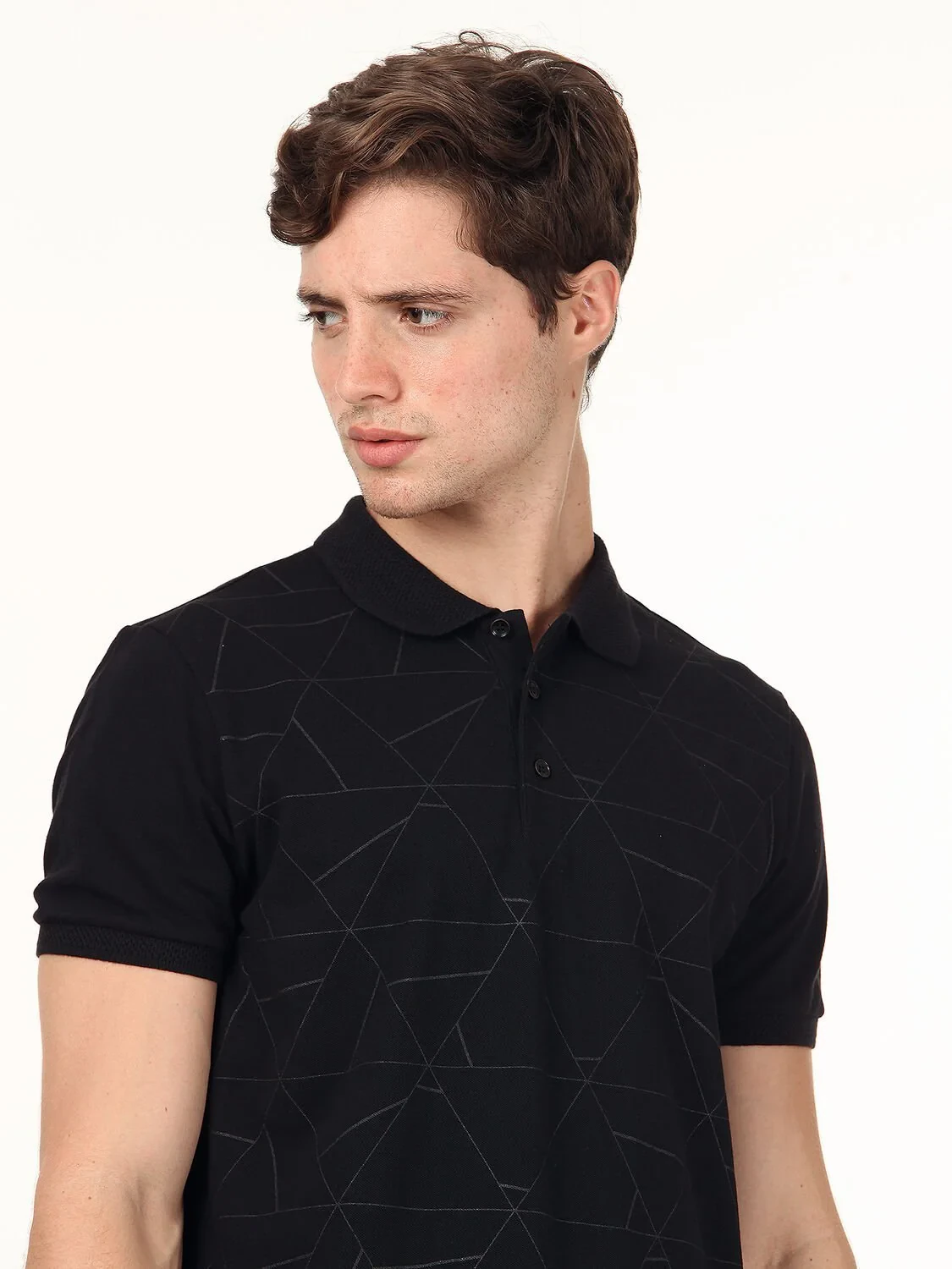 Black Polo Neck 100% Cotton T-Shirt - 2