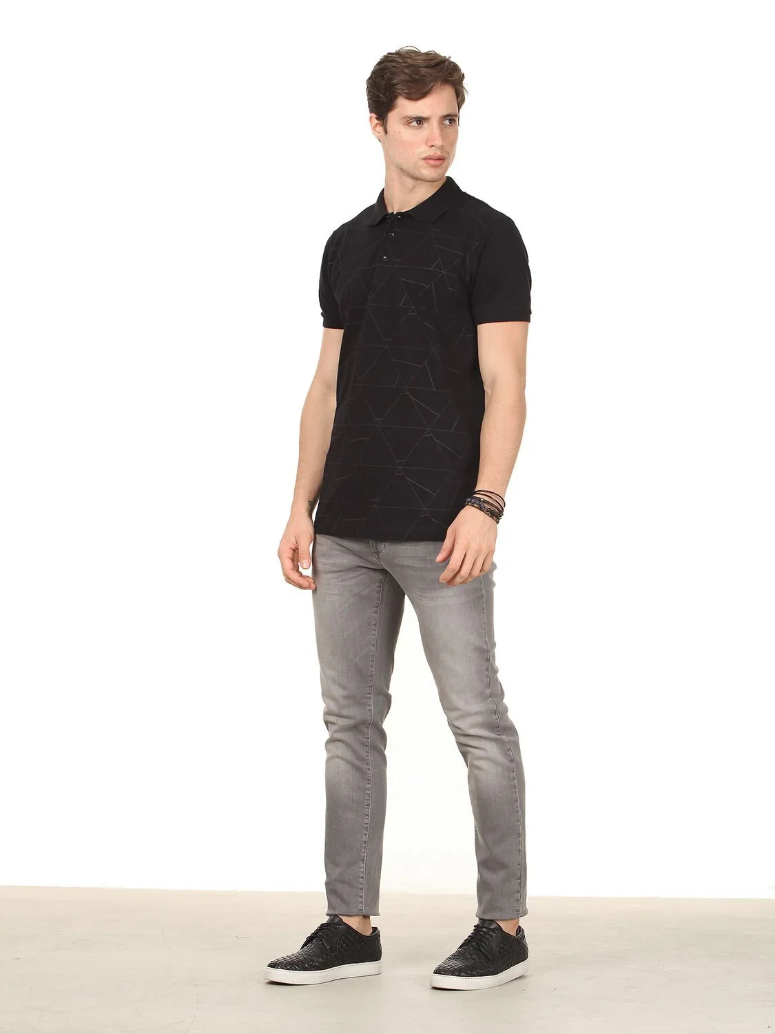 Black Polo Neck 100% Cotton T-Shirt - 3
