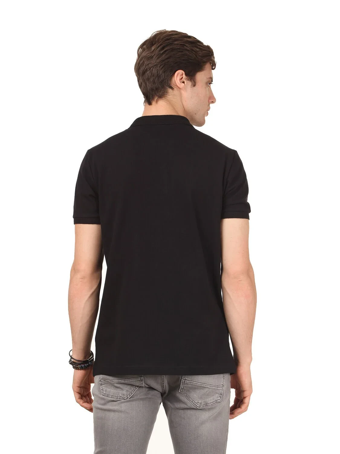 Black Polo Neck 100% Cotton T-Shirt - 4