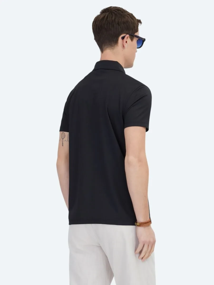 Black Polo Neck Cotton Blended T-Shirt - 6