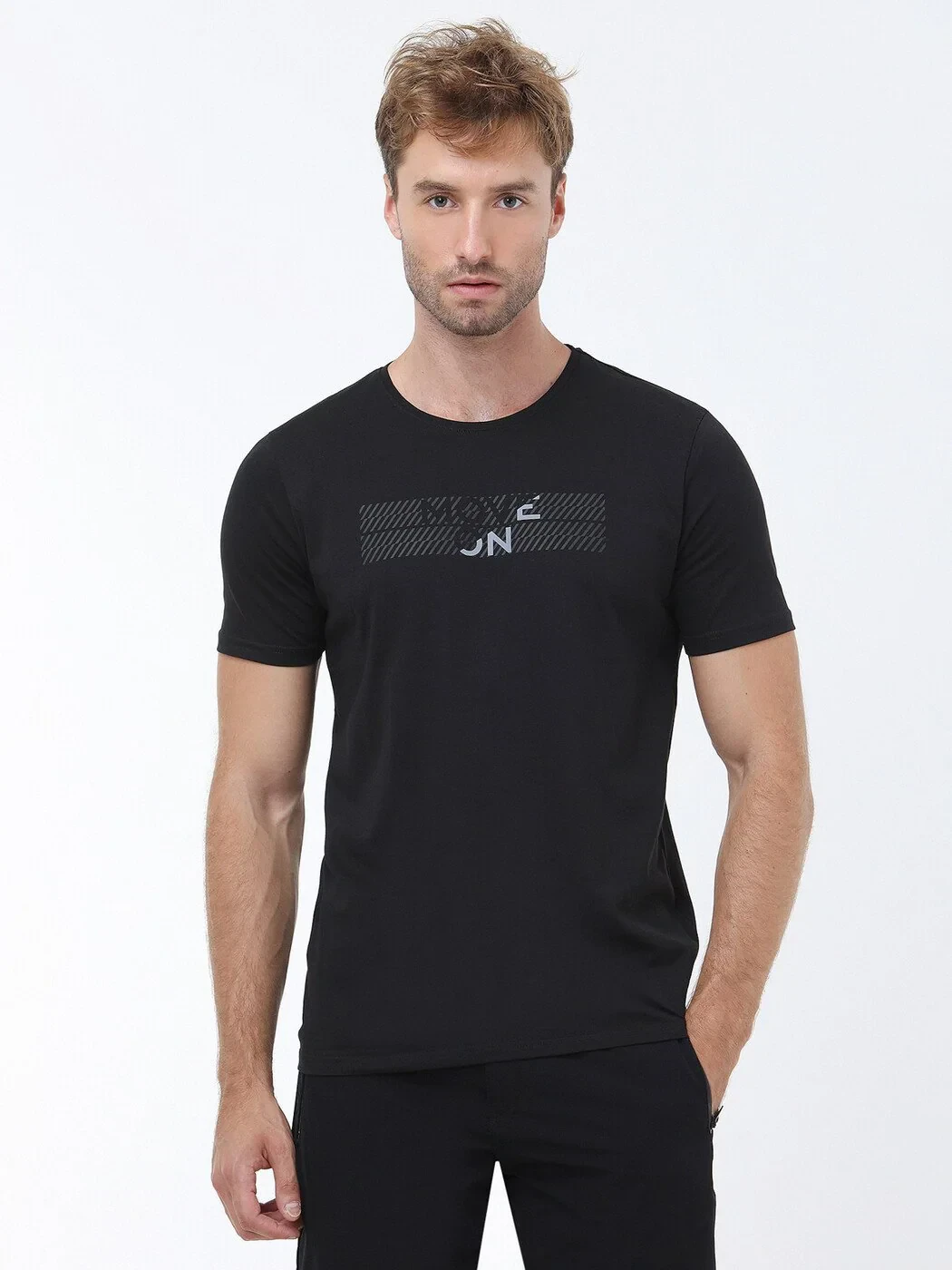 Black Printed Crew Neck 100% Cotton T-Shirt - 2