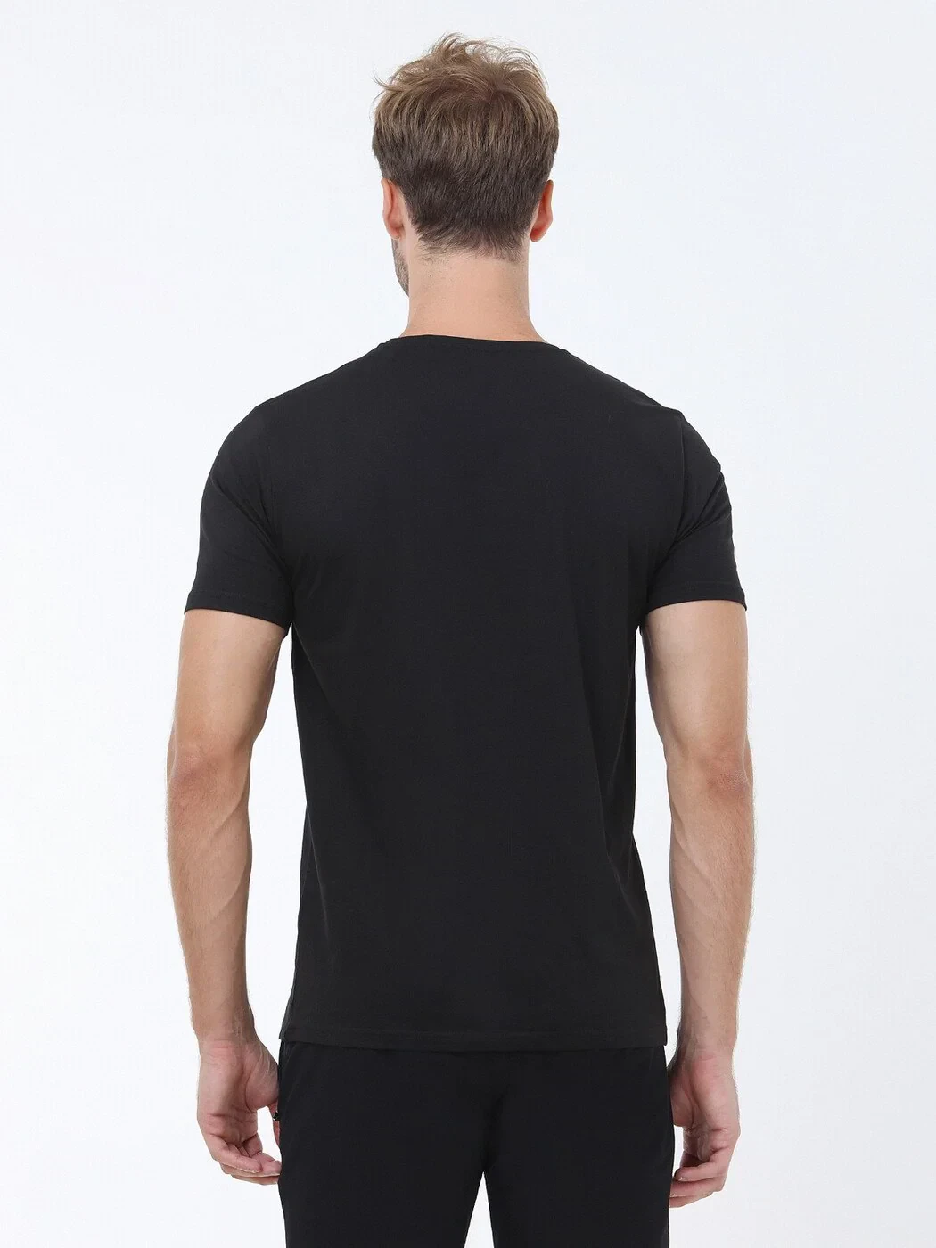 Black Printed Crew Neck 100% Cotton T-Shirt - 5