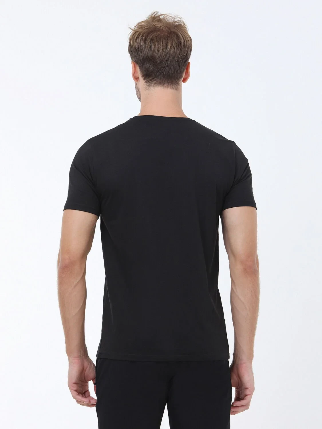 Black Printed Crew Neck 100% Cotton T-Shirt - 5