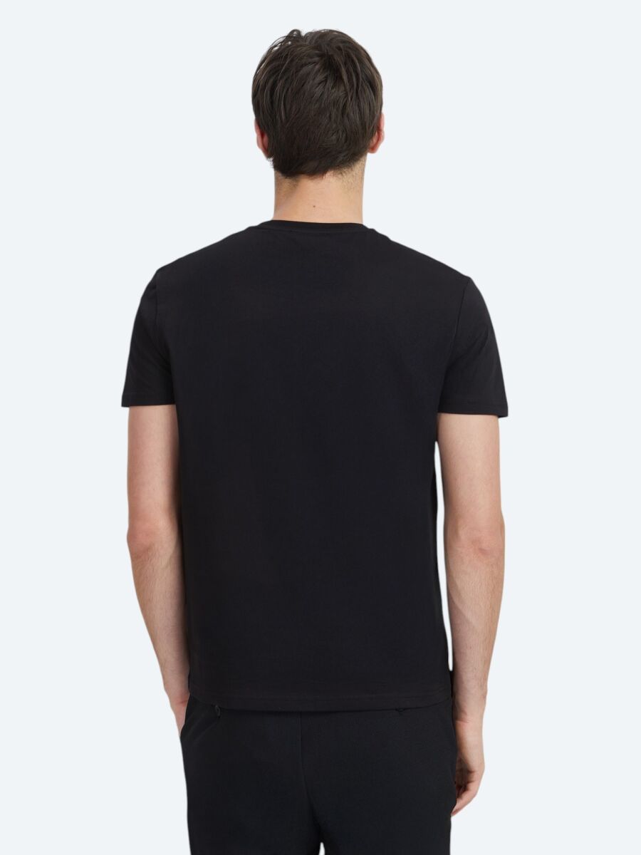 Black Printed Crew Neck 100% Cotton T-Shirt - 4