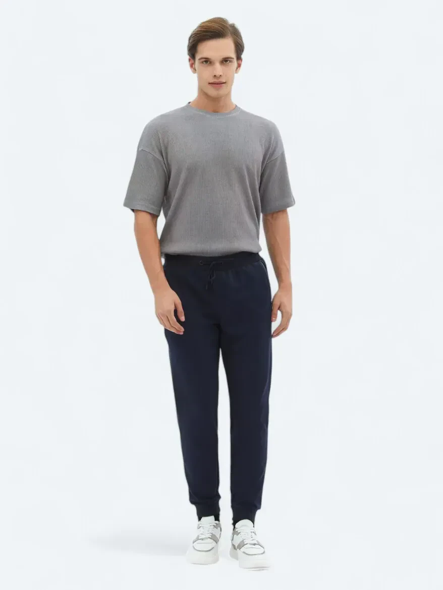 Black Printed Crew Neck Cotton Blended T-Shirt - 3