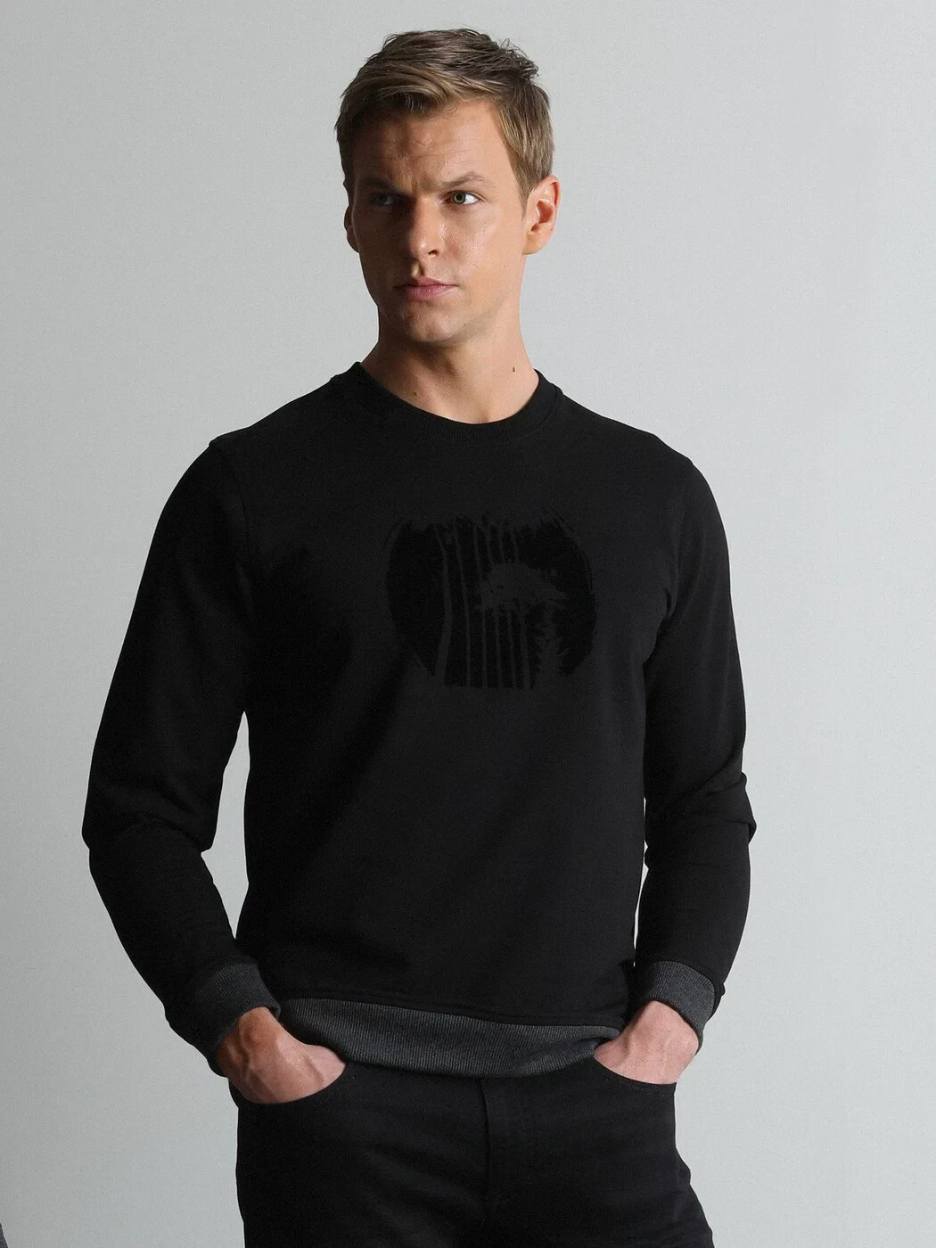 Black Printed Sweatshirt - 1