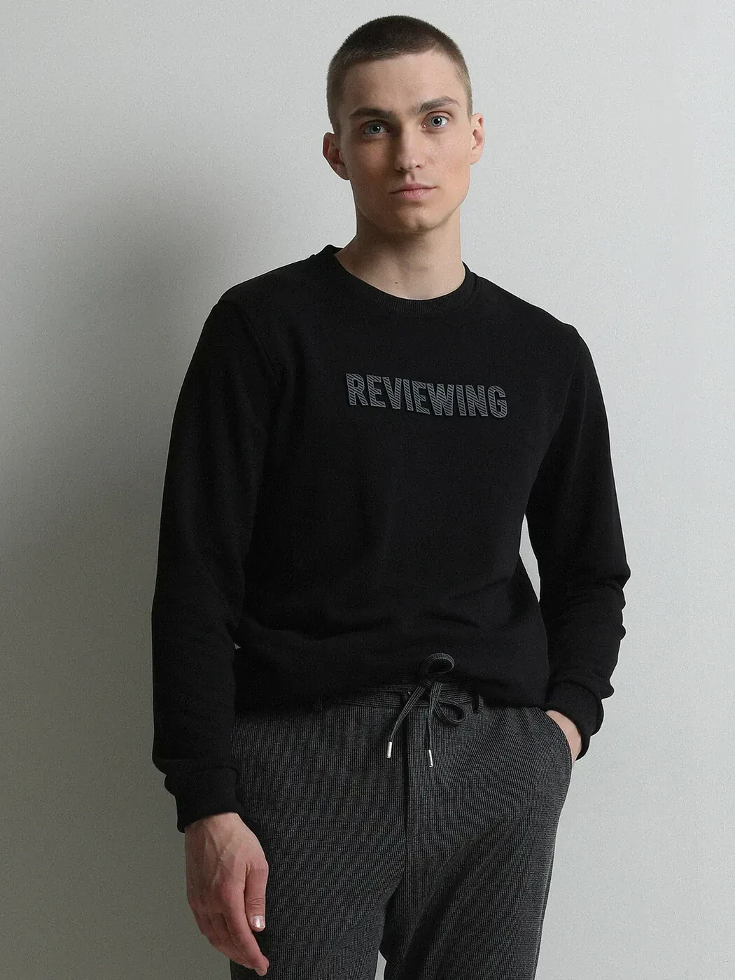 Black Printed Sweatshirt - 1