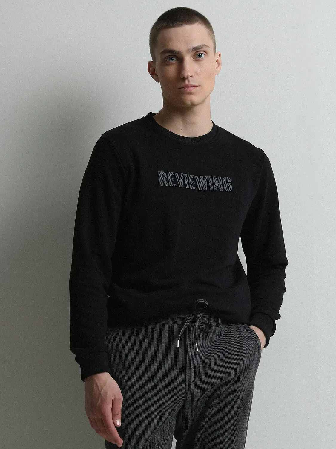 Black Printed Sweatshirt - 1