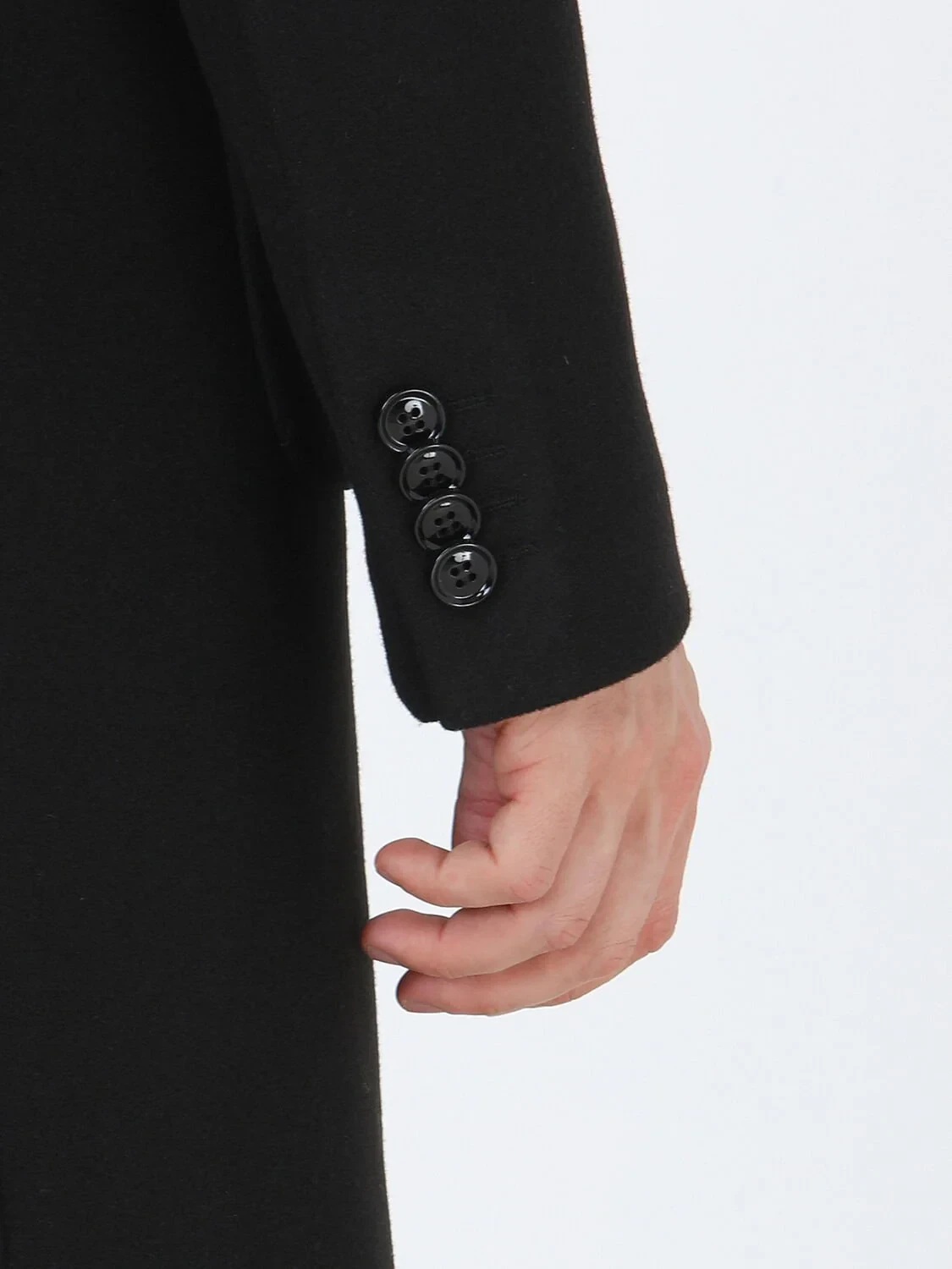 Black Regular Fit Butterfly Collar Casual Knitting Overcoat - 5