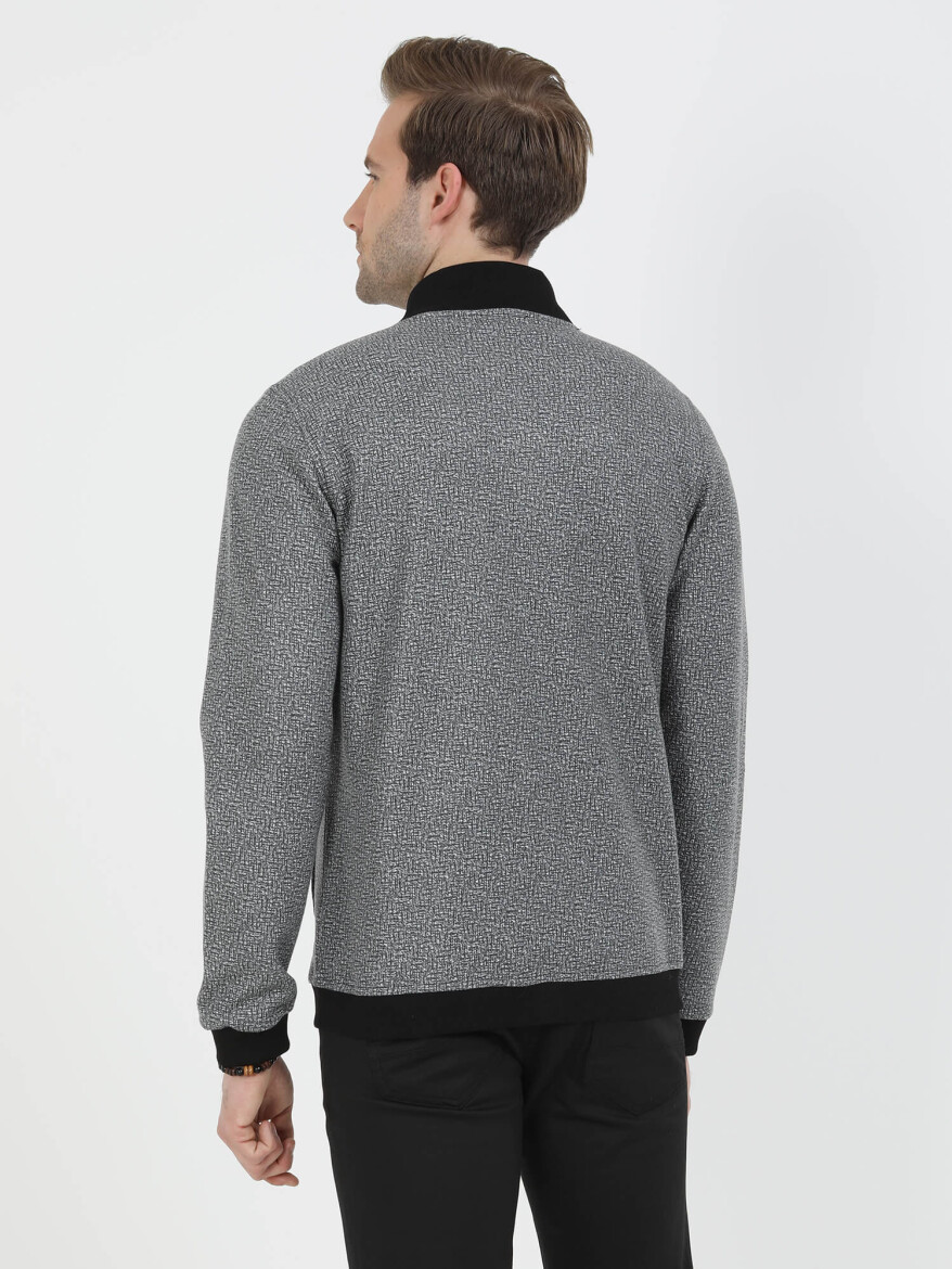 Black Regular Fit Casual Knitting Coat - 5