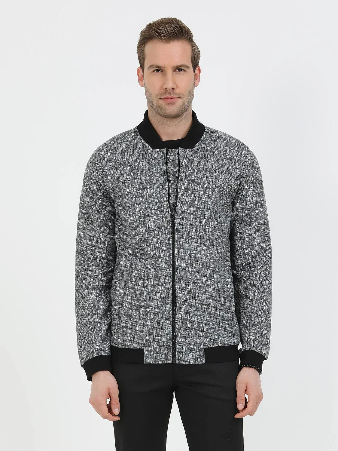 Black Regular Fit Casual Knitting Coat - 4
