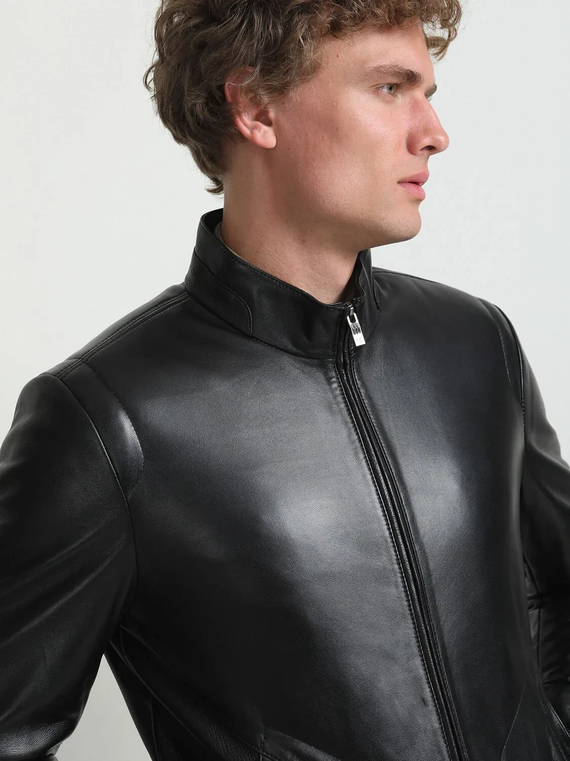 Black Regular Fit Casual Leather Leather Coat - 4