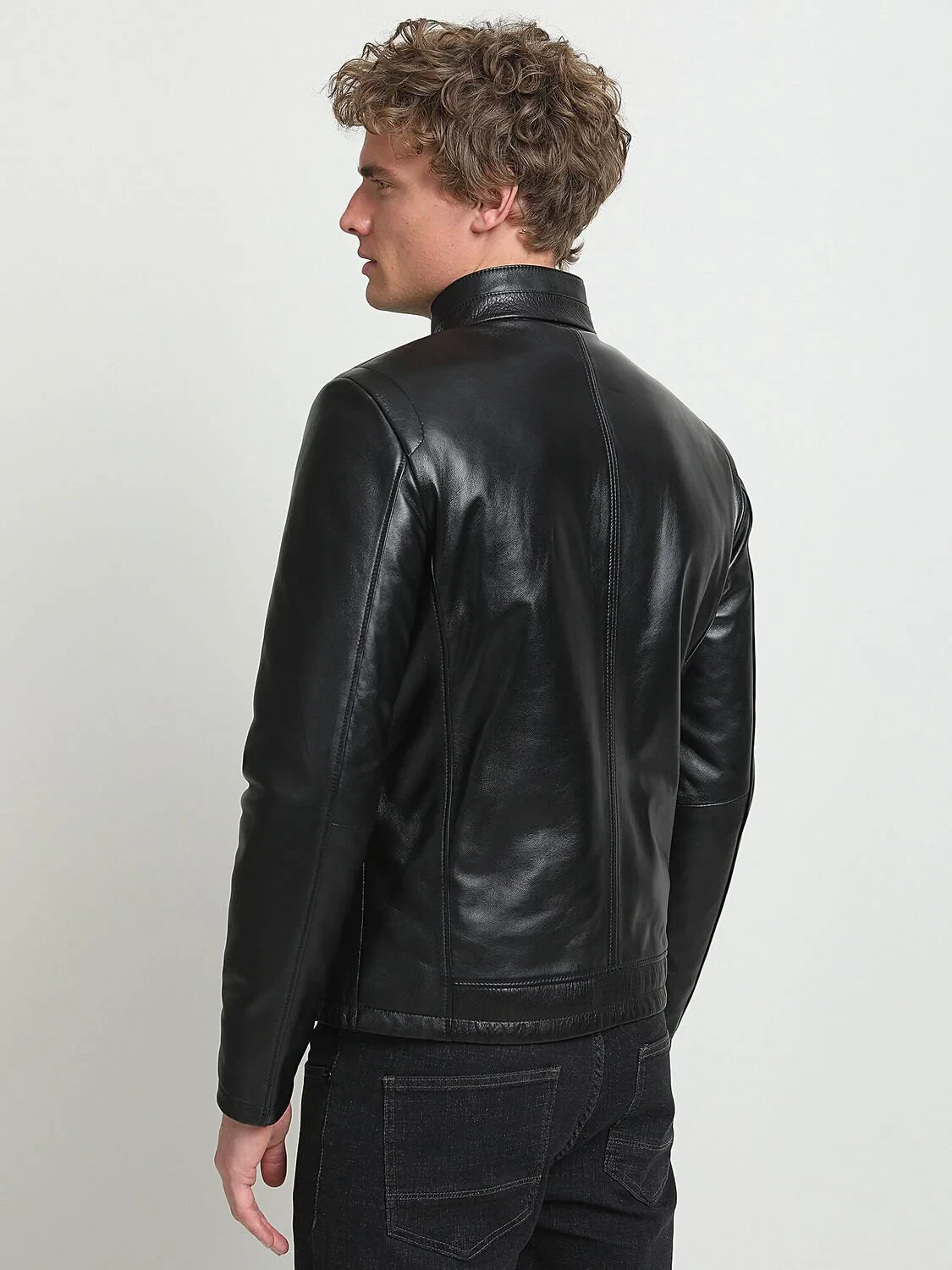 Black Regular Fit Casual Leather Leather Coat - 5