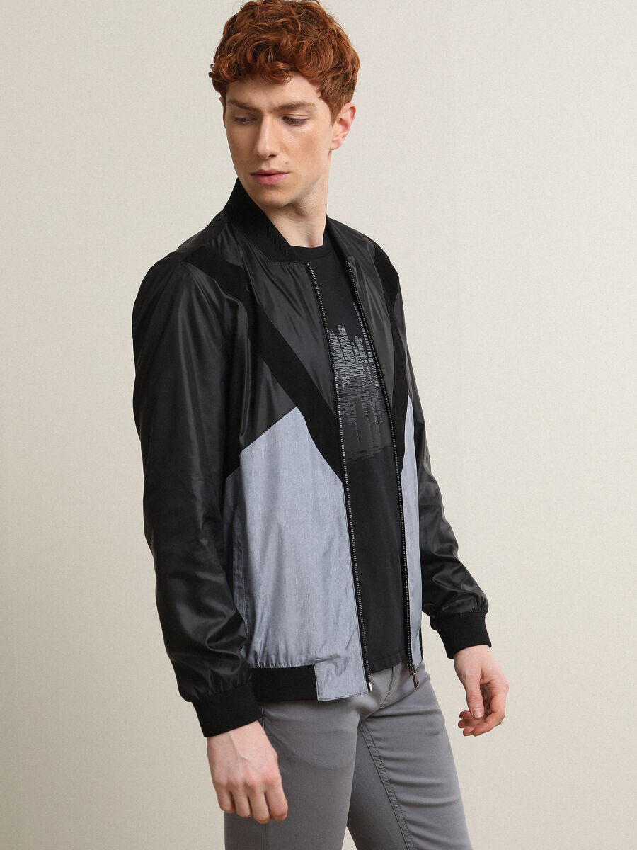 Black Regular Fit Casual Weaving Coat - 1