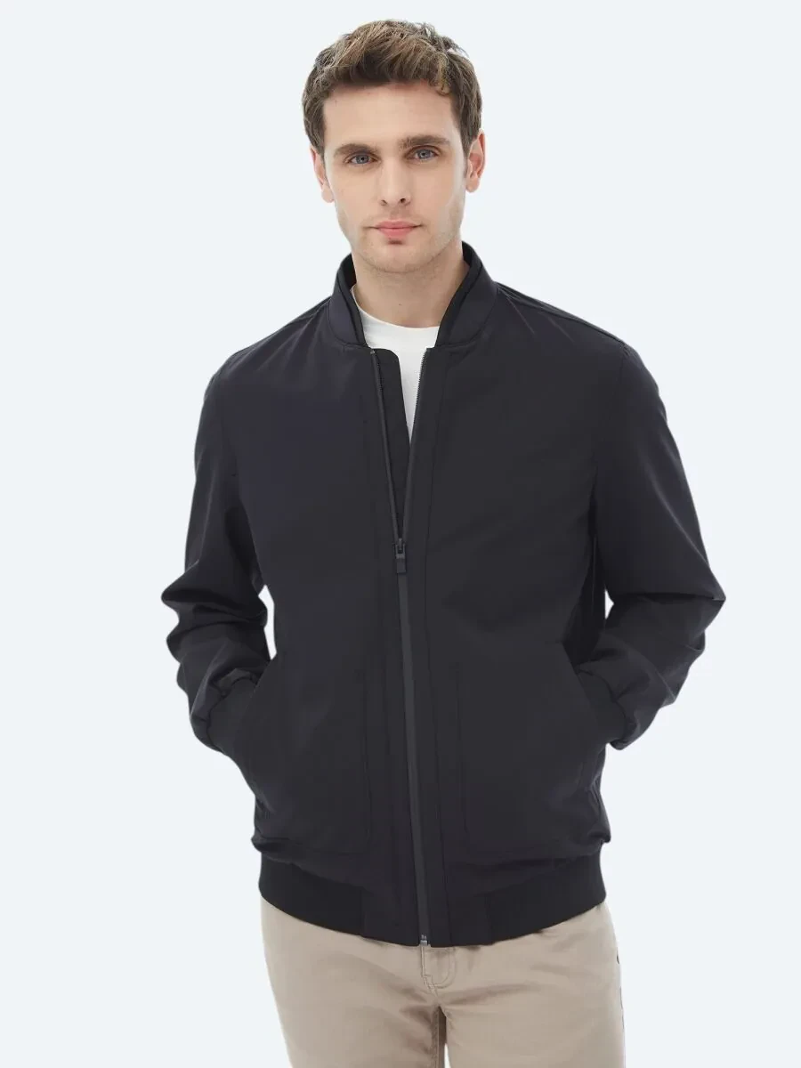 Black Regular Fit Casual Weaving Coat - 3