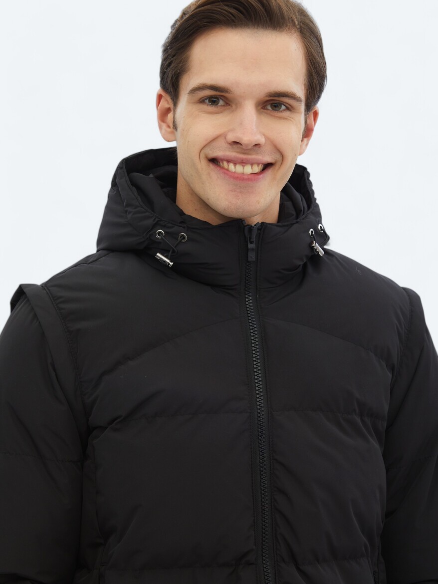 Black Regular Fit Casual Weaving Coat - 3