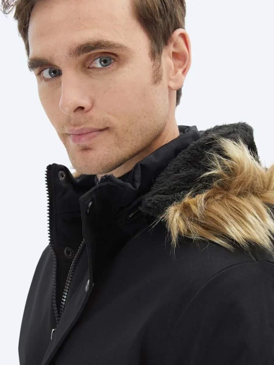Black Regular Fit Casual Weaving Coat - 5