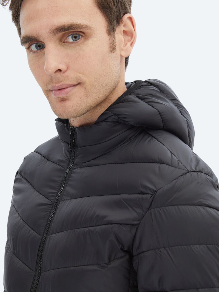 Black Regular Fit Casual Weaving Coat - 4