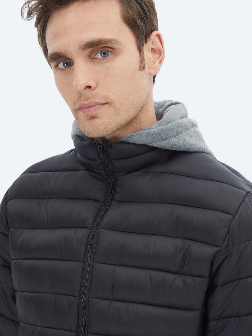 Black Regular Fit Casual Weaving Coat - 4