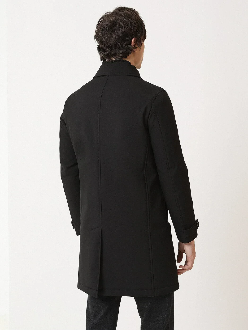 Black Regular Fit Casual Weaving Rain Coat - 6