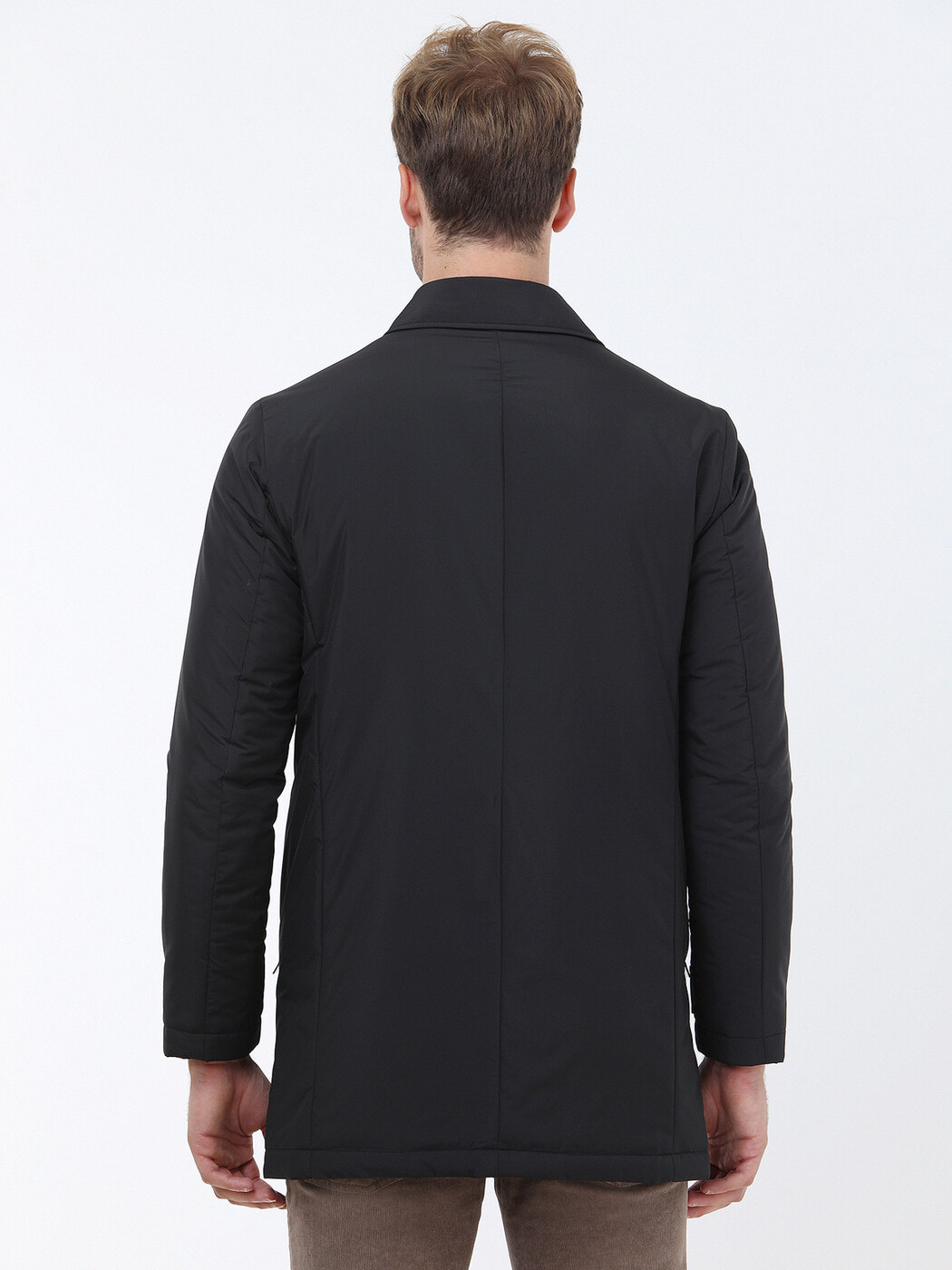 Black Regular Fit Casual Weaving Rain Coat - 5