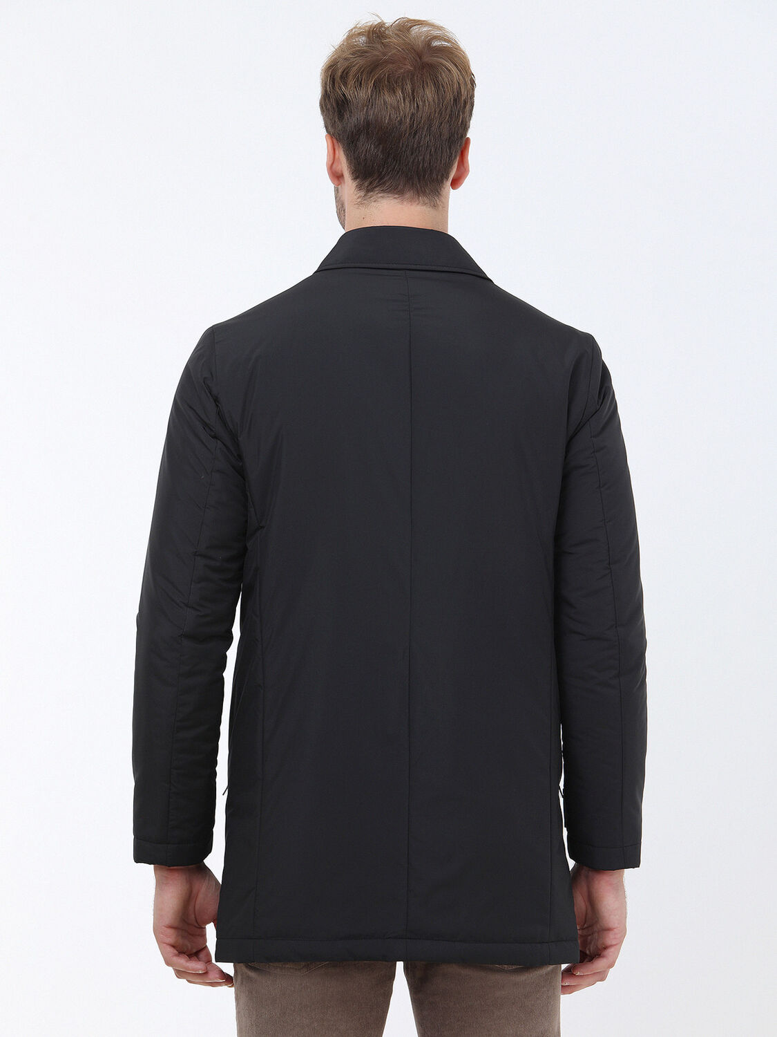 Black Regular Fit Casual Weaving Rain Coat - 5