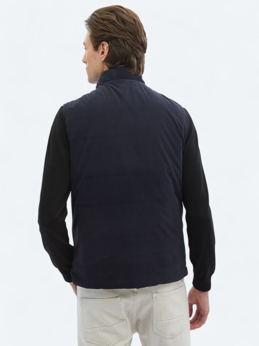 Black Regular Fit Hidden Hood Casual Weaving Puffer Vest - 13