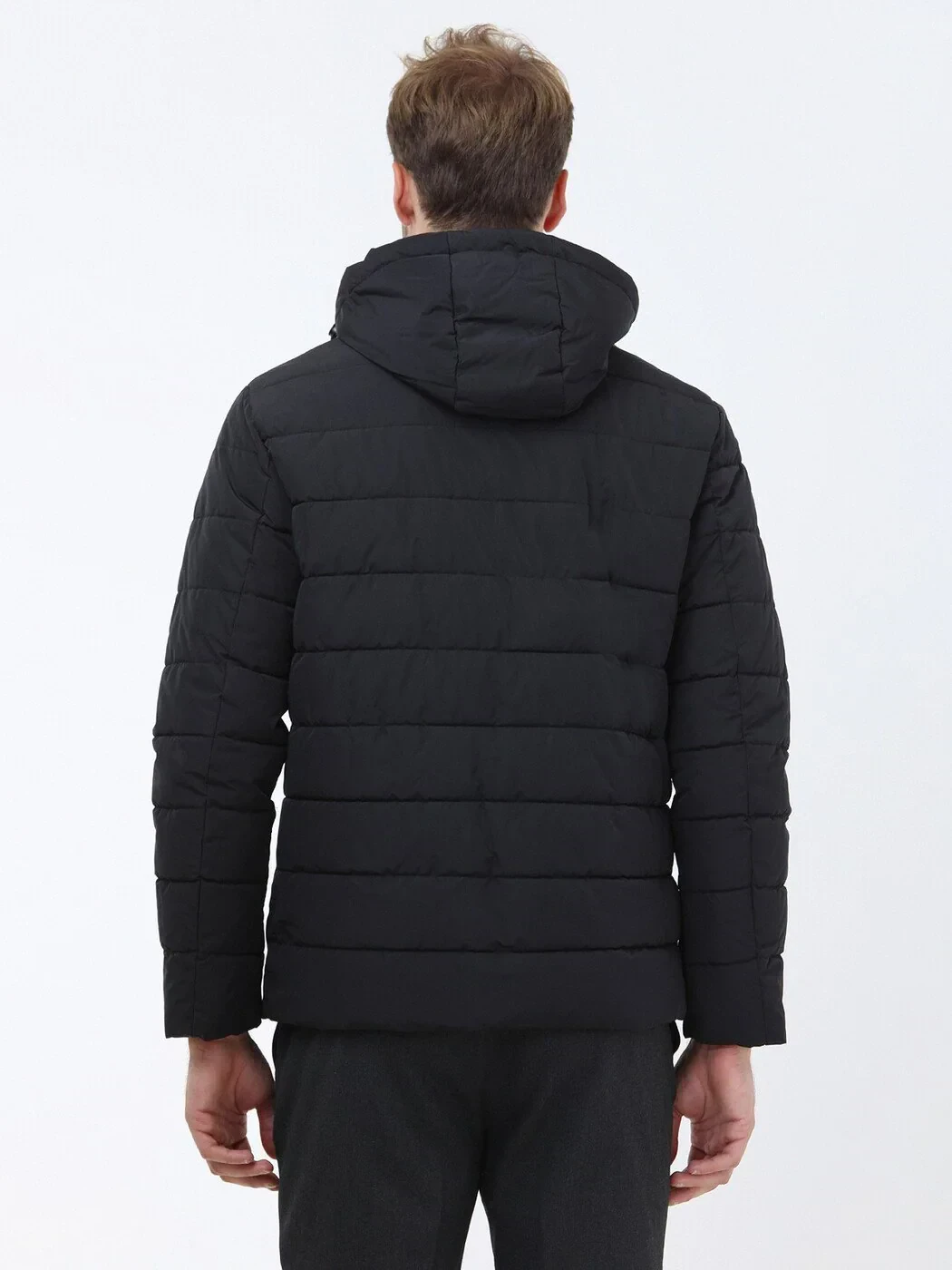 Black Regular Fit Hooded Casual Weaving Coat - 5