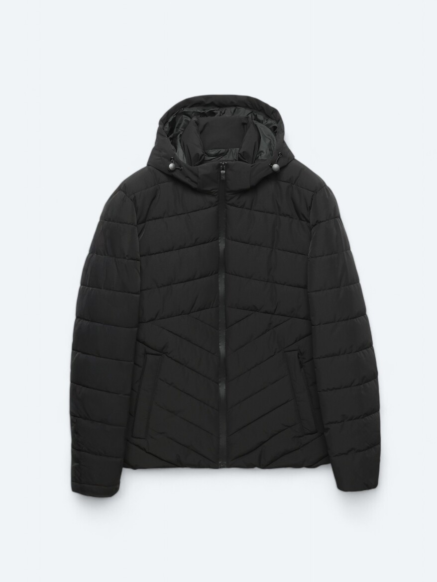 Black Regular Fit Hooded Casual Weaving Coat - 7