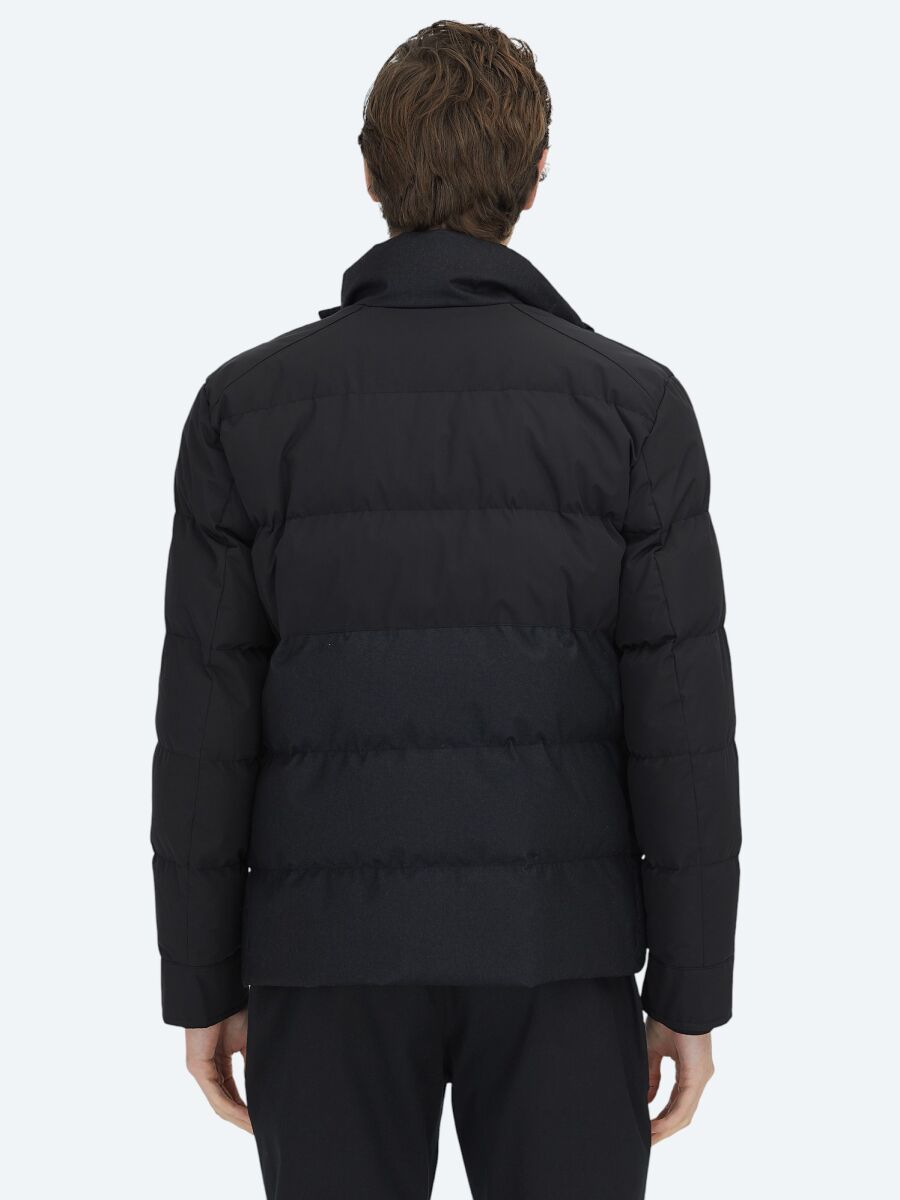 Black Regular Fit Hooded Casual Weaving Coat - 6