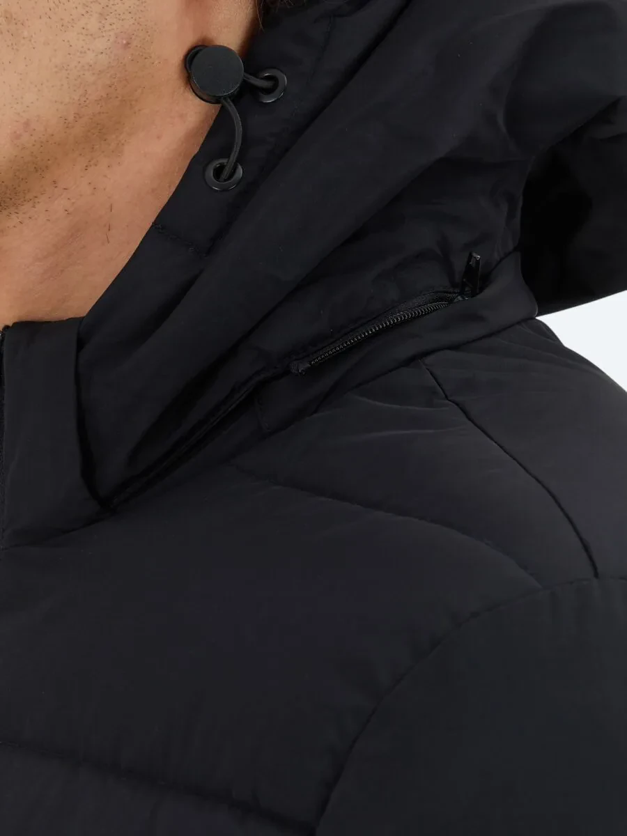 Black Regular Fit Hooded Casual Weaving Coat - 6