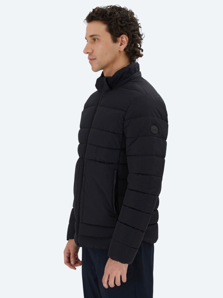 Black Regular Fit Hooded Casual Weaving Coat - 5