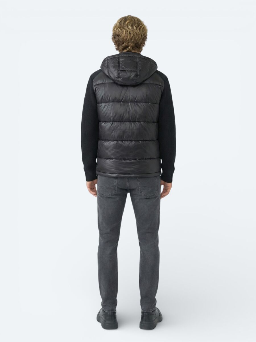 Black Regular Fit Hooded Casual Weaving Coat - 4